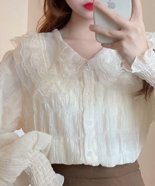 Flugge(フラッジー)の「フリルシフォンブラウス(シャツ/ブラウス・レディース・ホワイト/アイボリー・LARGE/MEDIUM)」の11枚目の写真