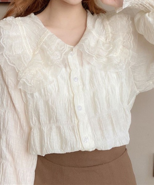 Flugge(フラッジー)の「フリルシフォンブラウス(シャツ/ブラウス・レディース・ホワイト/アイボリー・LARGE/MEDIUM)」の12枚目の写真