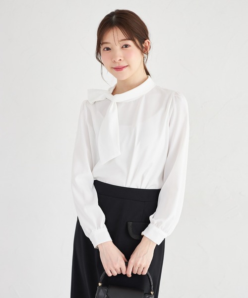tocco closet(トッコ クローゼット)の「【ZOZO限定】サイドリボンアソートブラウス(シャツ/ブラウス・レディース・ネイビー/ブラック×ホワイト/オフホワイト/ホワイト×ブラック・M)」の7枚目の写真