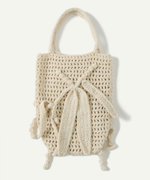 leinwande(ラインヴァンド)の「Wattle Crochet Bag / ワトルクロシェバッグ(ハンドバッグ・レディース・オレンジ/ホワイト/ブラック・ONE SIZE)」の5枚目の写真