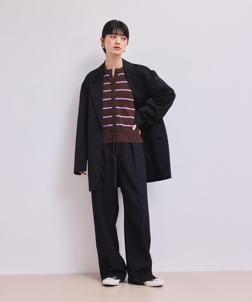 ADAM ET ROPE'(アダムエロペ)の「【WEB限定】バイカラーカーディガン/接触冷感(カーディガン/ボレロ・レディース・サックスブルー/ブラウン系その他2/ブルー系その他・FREE)」の7枚目の写真