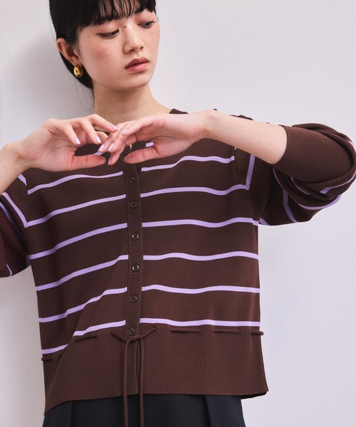 ADAM ET ROPE'(アダムエロペ)の「【WEB限定】バイカラーカーディガン/接触冷感(カーディガン/ボレロ・レディース・サックスブルー/ブラウン系その他2/ブルー系その他・FREE)」の16枚目の写真