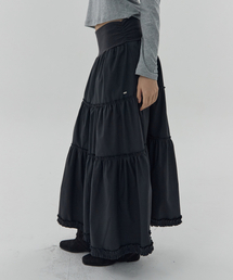 DEARSTALKER | ESTE SHIRRING TIERED MAXI SKIRT - CHARCOAL(スカート)