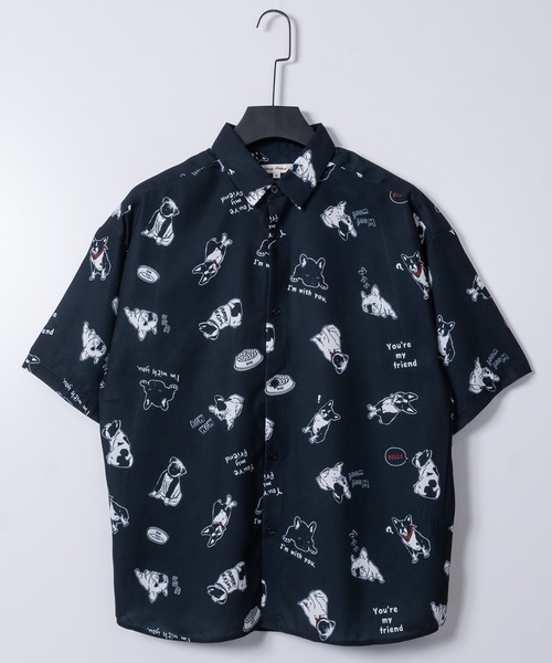 JOHN'S CLOSET(ジョンズクローゼット)の「【a】シルキータッチ アニマル総柄 半袖シャツ 接触冷感 イヌ/ネコ/サメ/ペンギン/シロクマ(シャツ/ブラウス・メンズ・ライトグリーン系5/サックスブルー系4/ブラック系/ブラック系1/ホワイト系6/ホワイト系4/ブルー系1/グレー系2/ブラック系6/ブラック系5/ホワイト系2/ホワイト系1/ホワイト系/ネイビー系1/ブラック系3/ベージュ系3/ブラック系4/ブラック系2/ホワイト系3/ブルー系6/ネイビー系5・LARGE/MEDIUM)」の7枚目の写真