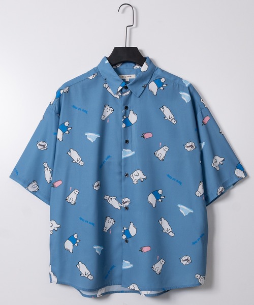 JOHN'S CLOSET(ジョンズクローゼット)の「【a】シルキータッチ アニマル総柄 半袖シャツ 接触冷感 イヌ/ネコ/サメ/ペンギン/シロクマ(シャツ/ブラウス・メンズ・ライトグリーン系5/サックスブルー系4/ブラック系/ブラック系1/ホワイト系6/ホワイト系4/ブルー系1/グレー系2/ブラック系6/ブラック系5/ホワイト系2/ホワイト系1/ホワイト系/ネイビー系1/ブラック系3/ベージュ系3/ブラック系4/ブラック系2/ホワイト系3/ブルー系6/ネイビー系5・LARGE/MEDIUM)」の21枚目の写真