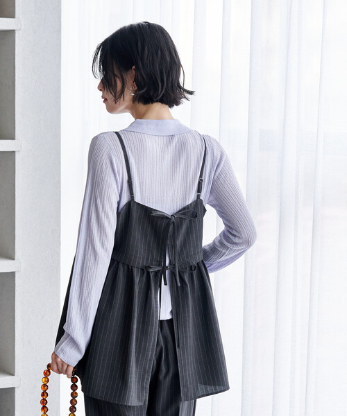 FREAK'S STORE（フリークスストア）の「接触冷感/UV LINEN TOUCH ビスチェ パンツ セットアップ/リネンタッチ（セットアップ・レディース・グレー/ブラック/ネイビー/ベージュ・SMALL/MEDIUM）」の6枚目の写真