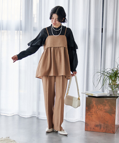 FREAK'S STORE（フリークスストア）の「接触冷感/UV LINEN TOUCH ビスチェ パンツ セットアップ/リネンタッチ（セットアップ・レディース・グレー/ブラック/ネイビー/ベージュ・SMALL/MEDIUM）」の14枚目の写真
