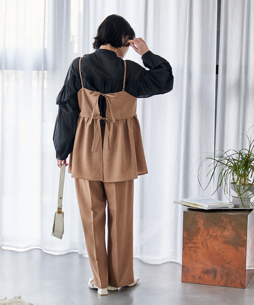 FREAK'S STORE（フリークスストア）の「接触冷感/UV LINEN TOUCH ビスチェ パンツ セットアップ/リネンタッチ（セットアップ・レディース・グレー/ブラック/ネイビー/ベージュ・SMALL/MEDIUM）」の16枚目の写真