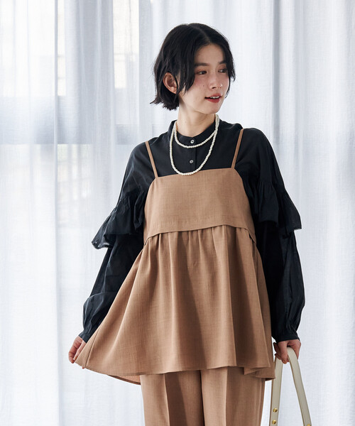 FREAK'S STORE（フリークスストア）の「接触冷感/UV LINEN TOUCH ビスチェ パンツ セットアップ/リネンタッチ（セットアップ・レディース・グレー/ブラック/ネイビー/ベージュ・SMALL/MEDIUM）」の19枚目の写真