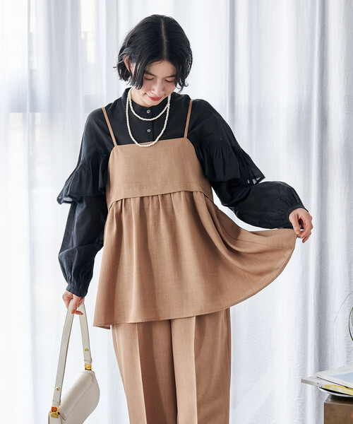 FREAK'S STORE（フリークスストア）の「接触冷感/UV LINEN TOUCH ビスチェ パンツ セットアップ/リネンタッチ（セットアップ・レディース・グレー/ブラック/ネイビー/ベージュ・SMALL/MEDIUM）」の20枚目の写真