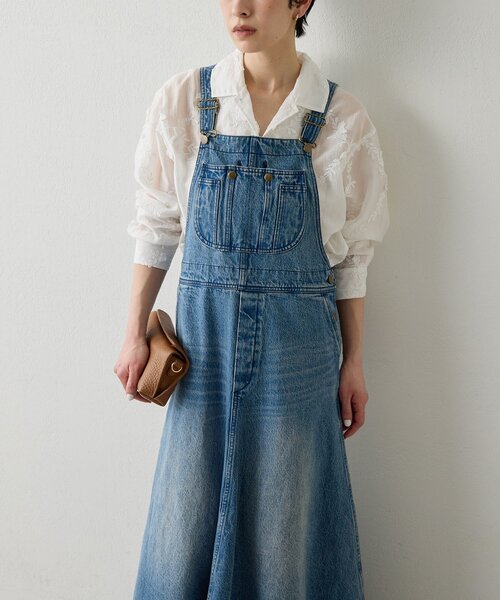 Whim Gazette（ウィムガゼット）の「オーバーオールスカート（ジャンパースカート・レディース・インディゴブルー/キャメル・FREE）」の20枚目の写真