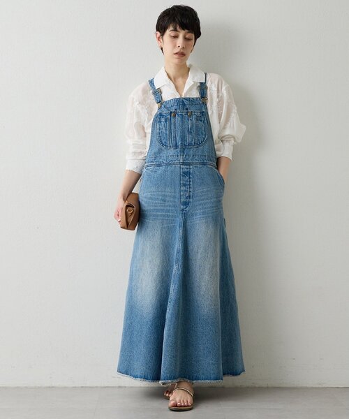 Whim Gazette（ウィムガゼット）の「オーバーオールスカート（ジャンパースカート・レディース・インディゴブルー/キャメル・FREE）」の19枚目の写真