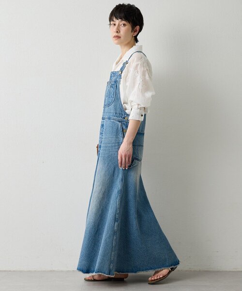 Whim Gazette（ウィムガゼット）の「オーバーオールスカート（ジャンパースカート・レディース・インディゴブルー/キャメル・FREE）」の13枚目の写真