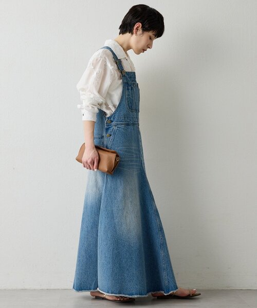 Whim Gazette（ウィムガゼット）の「オーバーオールスカート（ジャンパースカート・レディース・インディゴブルー/キャメル・FREE）」の16枚目の写真