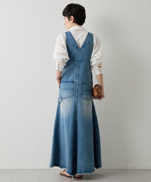 Whim Gazette（ウィムガゼット）の「オーバーオールスカート（ジャンパースカート・レディース・インディゴブルー/キャメル・FREE）」の15枚目の写真