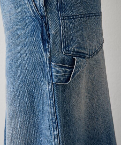 Whim Gazette（ウィムガゼット）の「オーバーオールスカート（ジャンパースカート・レディース・インディゴブルー/キャメル・FREE）」の7枚目の写真