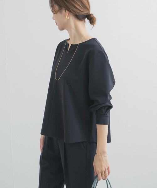【ライトブルー】『UR TECH』スリットネックプルオーバー URBAN RESEARCH DOORS（アーバンリサーチドアーズ） ブラウス シャツ