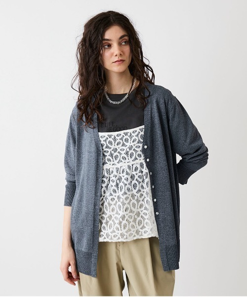 leswel(レスウェル)の「【M/L】【UVカット/接触冷感/ウォッシャブル】ハイゲージニットVネックカーディガン(カーディガン/ボレロ・レディース・ブルー/グレー/オフホワイト/レッド・L/M)」の1枚目の写真