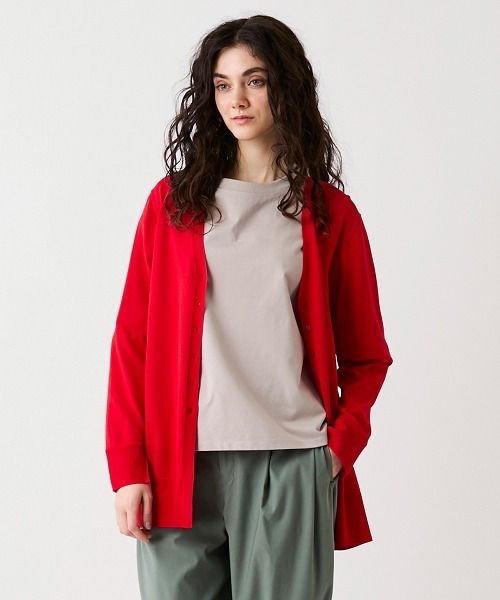 leswel(レスウェル)の「【M/L】【UVカット/接触冷感/ウォッシャブル】ハイゲージニットVネックカーディガン(カーディガン/ボレロ・レディース・ブルー/グレー/オフホワイト/レッド・L/M)」の6枚目の写真