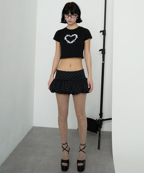 Heart Tattoo(ハートタトゥー)の「Heart Logo Paint T-shirt / ハートロゴペイントTシャツ(Tシャツ/カットソー・レディース・ブラック・S/M)」の10枚目の写真