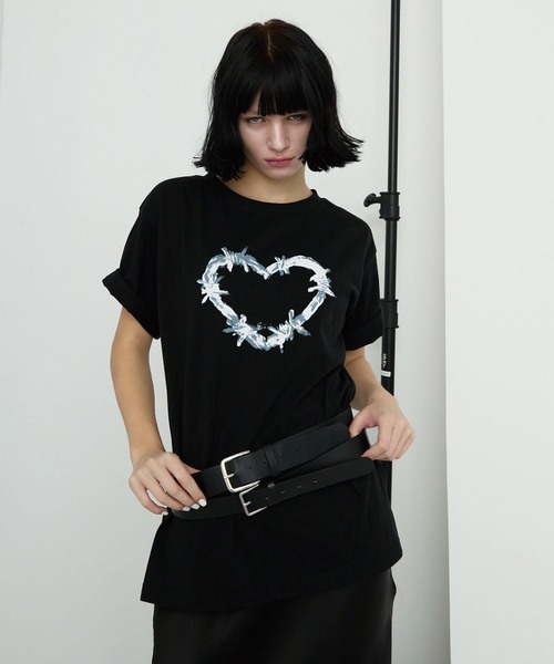 Heart Tattoo(ハートタトゥー)の「Heart Logo Paint T-shirt / ハートロゴペイントTシャツ(Tシャツ/カットソー・レディース・ブラック・S/M)」の16枚目の写真