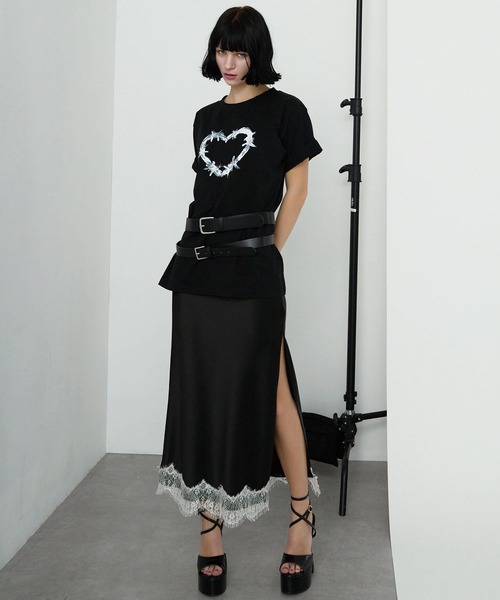 Heart Tattoo(ハートタトゥー)の「Heart Logo Paint T-shirt / ハートロゴペイントTシャツ(Tシャツ/カットソー・レディース・ブラック・S/M)」の22枚目の写真