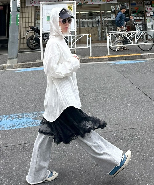 Alley Tokyo（アリートーキョー）の「ドットアシメチュールスカート（スカート・レディース・アイボリー/ブラック・FREE）」の6枚目の写真