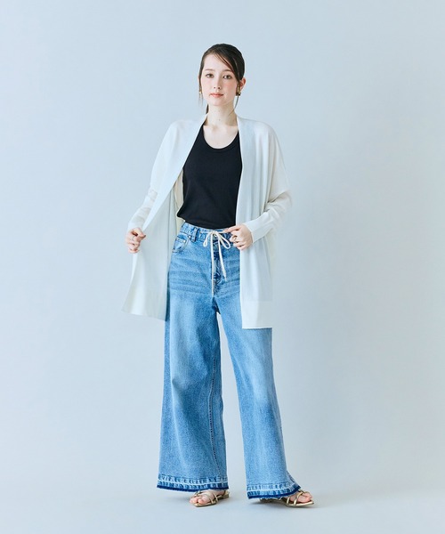 Audie a Muses(オーディアミューズ)の「ライトシアーカーディガン(カーディガン/ボレロ・レディース・ブラック/ベージュ/オフホワイト・FREE)」の5枚目の写真