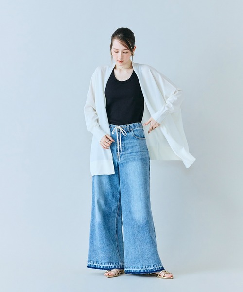 Audie a Muses(オーディアミューズ)の「ライトシアーカーディガン(カーディガン/ボレロ・レディース・ブラック/ベージュ/オフホワイト・FREE)」の6枚目の写真