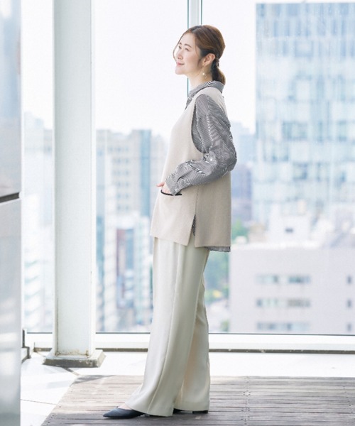 AOYAMA(アオヤマ)の「【わたしの推しパン】ワイドパンツ(その他パンツ・レディース・ネイビー/オフホワイト・LL/L/M/S)」の21枚目の写真