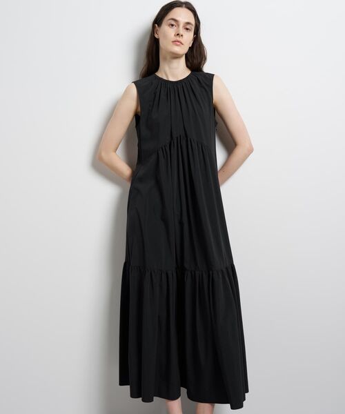 LANVIN en Bleu(ランバンオンブルー)の「エアリータフタギャザーワンピース(ワンピース・レディース・ライトカーキ/ブラック・38/36)」の14枚目の写真