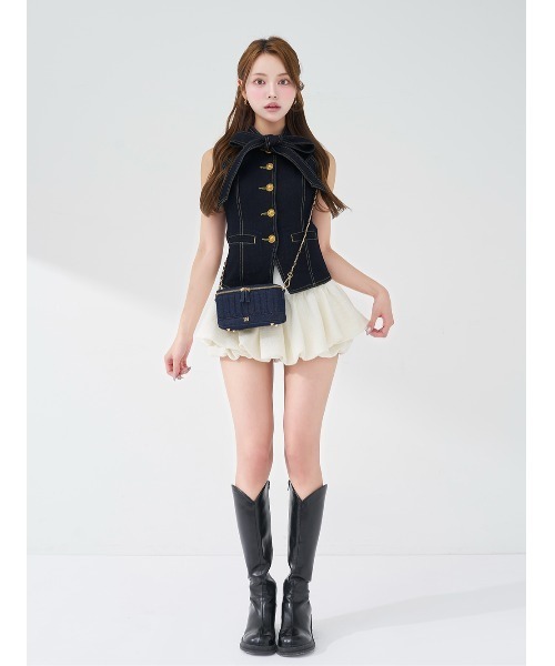 Darich（ダーリッチ）の「DDボタンリボンデニムトップス（ベスト