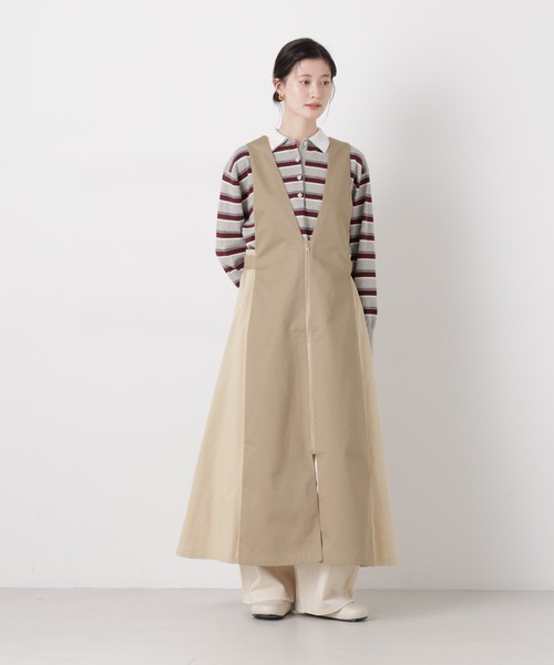 UNIVERSAL OVERALL（ユニバーサルオーバーオール）の「UNIVERSAL OVERALL/TWILL JUMPER SKIRT（ジャンパースカート・レディース・ブラック/ベージュ・FREE）」の2枚目の写真
