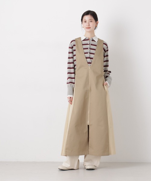 UNIVERSAL OVERALL（ユニバーサルオーバーオール）の「UNIVERSAL OVERALL/TWILL JUMPER SKIRT（ジャンパースカート・レディース・ブラック/ベージュ・FREE）」の3枚目の写真