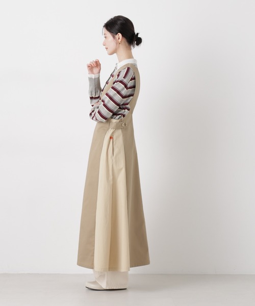 UNIVERSAL OVERALL（ユニバーサルオーバーオール）の「UNIVERSAL OVERALL/TWILL JUMPER SKIRT（ジャンパースカート・レディース・ブラック/ベージュ・FREE）」の5枚目の写真