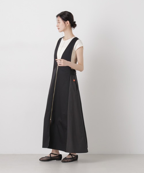UNIVERSAL OVERALL（ユニバーサルオーバーオール）の「UNIVERSAL OVERALL/TWILL JUMPER SKIRT（ジャンパースカート・レディース・ブラック/ベージュ・FREE）」の9枚目の写真
