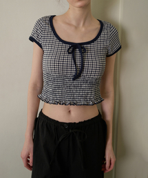 WITHOUT SUMMER（ウィズアウトサマ）の「キロリボンスモークトップ_チェック（Tシャツ/カットソー）」