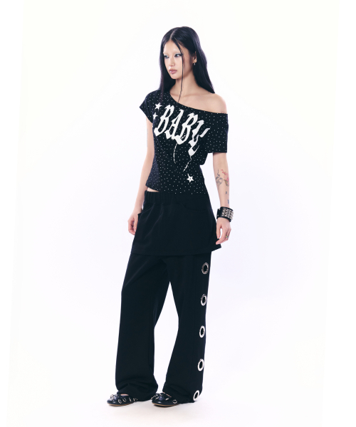 SETUP-EXE（セットアップイーエックスイー）の「BABY WIDE NECK TOP / STAR BLACK（Tシャツ/カットソー・レディース・その他・OS）」の3枚目の写真