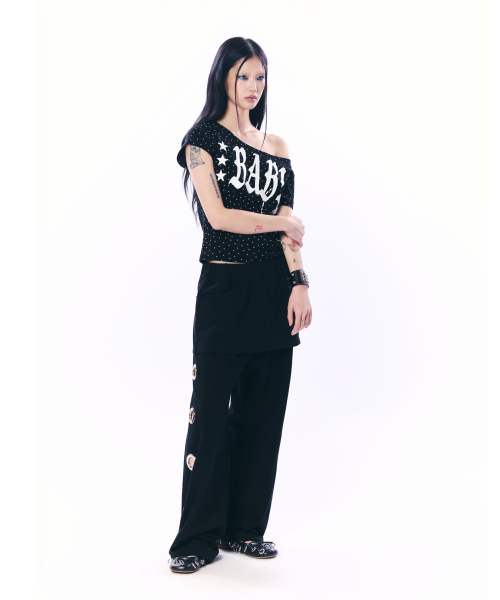 SETUP-EXE（セットアップイーエックスイー）の「BABY WIDE NECK TOP / STAR BLACK（Tシャツ/カットソー・レディース・その他・OS）」の4枚目の写真