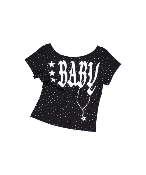 SETUP-EXE（セットアップイーエックスイー）の「BABY WIDE NECK TOP / STAR BLACK（Tシャツ/カットソー・レディース・その他・OS）」の6枚目の写真