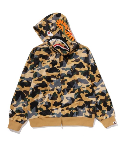STA OVER PRINT 1ST CAMO MESH SHARK CROPPED FIT FULL ZIP HOODIE