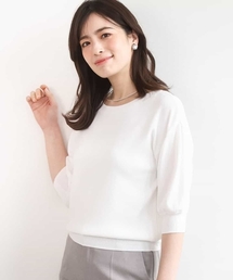 OFUON le MK（オフオンルエムケー）の「ハイゲージ五分袖ニット/接触冷感/洗える/WEB限定サイズあり（ニット/セーター）」