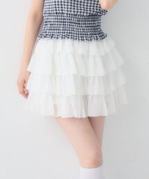 メニーフリルシフォンミニスカート