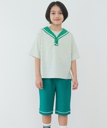 moimoln（モイモルン）の「【セットアップ】ギンガムセーラーカラー半袖トップス＆ハーフパンツ（セットアップ）」