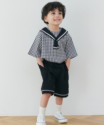 moimoln（モイモルン）の「【セットアップ】ギンガムセーラーカラー半袖トップス＆ハーフパンツ（セットアップ）」