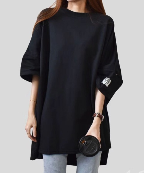 mielu(ミエル)の「《デイリーで使える大人カジュアルの定番♪》オーバーサイズ半袖Tシャツ 夏(Tシャツ/カットソー・レディース・カーキ/ブラック/オレンジ/ダークグレー・FREE)」の1枚目の写真