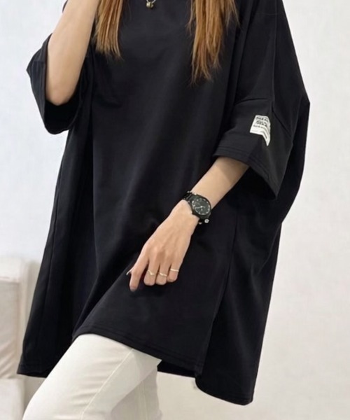 mielu(ミエル)の「《デイリーで使える大人カジュアルの定番♪》オーバーサイズ半袖Tシャツ 夏(Tシャツ/カットソー・レディース・カーキ/ブラック/オレンジ/ダークグレー・FREE)」の5枚目の写真
