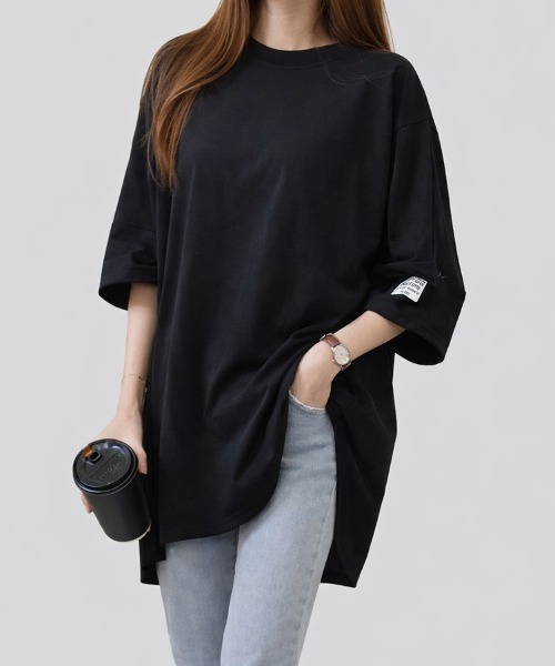 mielu(ミエル)の「《デイリーで使える大人カジュアルの定番♪》オーバーサイズ半袖Tシャツ 夏(Tシャツ/カットソー・レディース・カーキ/ブラック/オレンジ/ダークグレー・FREE)」の7枚目の写真