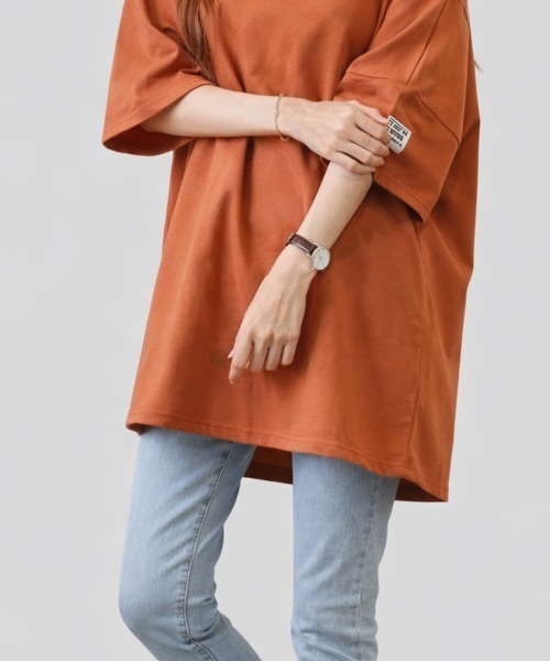 mielu(ミエル)の「《デイリーで使える大人カジュアルの定番♪》オーバーサイズ半袖Tシャツ 夏(Tシャツ/カットソー・レディース・カーキ/ブラック/オレンジ/ダークグレー・FREE)」の17枚目の写真