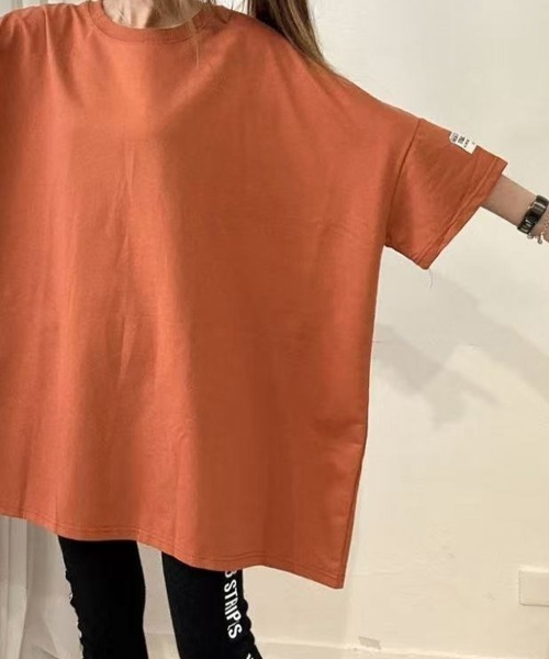 mielu(ミエル)の「《デイリーで使える大人カジュアルの定番♪》オーバーサイズ半袖Tシャツ 夏(Tシャツ/カットソー・レディース・カーキ/ブラック/オレンジ/ダークグレー・FREE)」の18枚目の写真